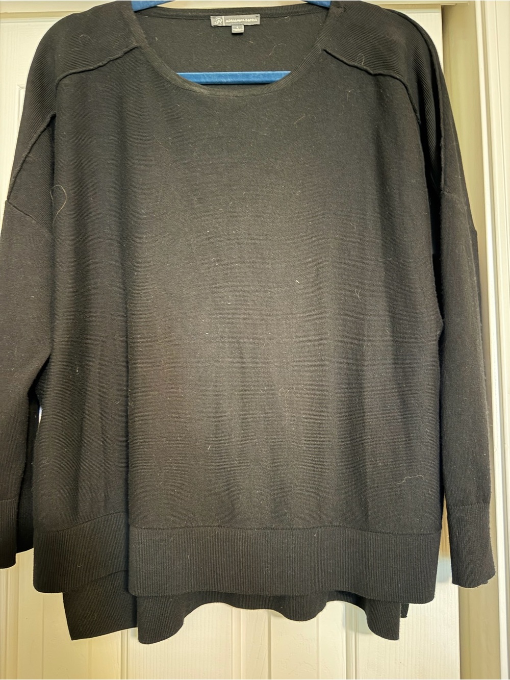 Adrianna Papell Black Crew Neck Sweater Size Large
